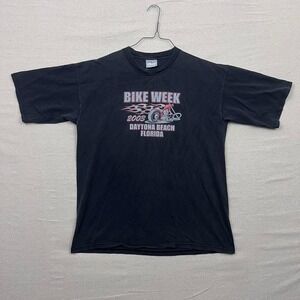 Vintage 2003 Bike Week Daytona Beach Florida Eagle Biker Graphic Tee Shirt Black